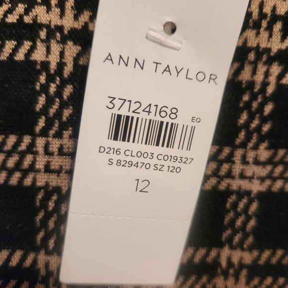 Ann Taylor Plaid Black and Taupe Dress - Picture 3 of 5